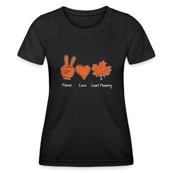 Feuille Voyeur Feuillage Paix Amour Feuille Voyeur - T-shirt sport Femme - noir - Devant - AI Model Female 172 light (172cm)