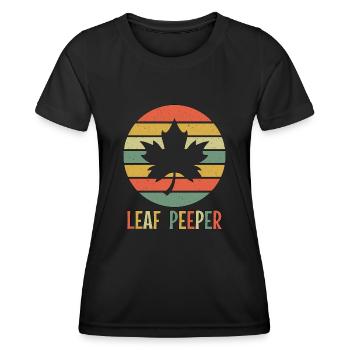 Blatt Peeper Laub Leaf Peeping Retro Vintage - Frauen Funktions-T-Shirt - Schwarz - Vorne - AI Model Female 172 light (172cm)