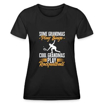 Racquetball Spieler Racquetball - Frauen Funktions-T-Shirt - Schwarz - Vorne - AI Model Female 172 light (172cm)