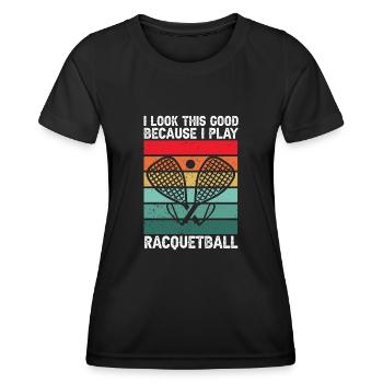 Racquetball Player Racquetball - Women's Functional T-Shirt - black - Front - AI Model Female 172 light (172cm)