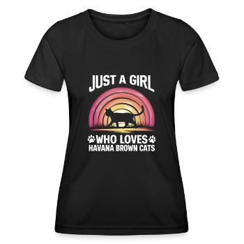 Katze Havanna Braun Geschenk - Frauen Funktions-T-Shirt - Schwarz - Vorne - AI Model Female 172 light (172cm)