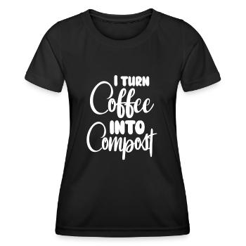 Ich verwandle Kaffee in Kompost Blue Planet - Frauen Funktions-T-Shirt - Schwarz - Vorne - AI Model Female 172 light (172cm)