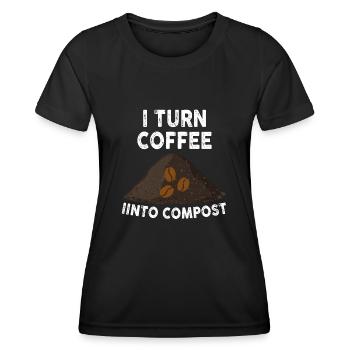 Ich verwandle Kaffee in Kompost Blue Planet - Frauen Funktions-T-Shirt - Schwarz - Vorne - AI Model Female 172 light (172cm)