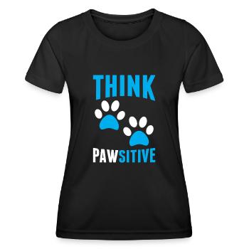 Think Pawsitive Funny Dog Pawprint Humor Animal - Women's Functional T-Shirt - black - Front - AI Model Female 172 light (172cm)