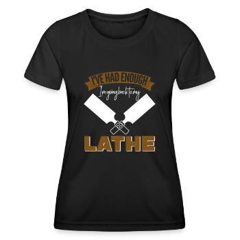 Tournage sur bois d’atelier Turner - T-shirt sport Femme - noir - Devant - AI Model Female 172 light (172cm)