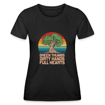 Grüne Daumen Schmutzige Hände Volle Herzen - Frauen Funktions-T-Shirt - Schwarz - Vorne - AI Model Female 172 light (172cm)