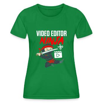 Video-Editor Ninja Lustiges Videofilmer-Video - Frauen Funktions-T-Shirt - Kelly Green - Vorne - AI Model Female 172 dark (172cm)