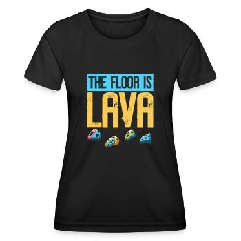 Le sol est en bloc de lave - T-shirt sport Femme - noir - Devant - AI Model Female 172 light (172cm)
