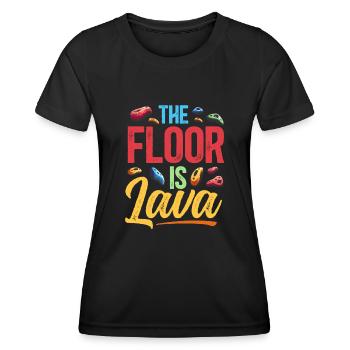 Le sol est en bloc de lave - T-shirt sport Femme - noir - Devant - AI Model Female 172 light (172cm)