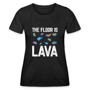 Le sol est en bloc de lave - T-shirt sport Femme - noir - Devant - AI Model Female 172 light (172cm)