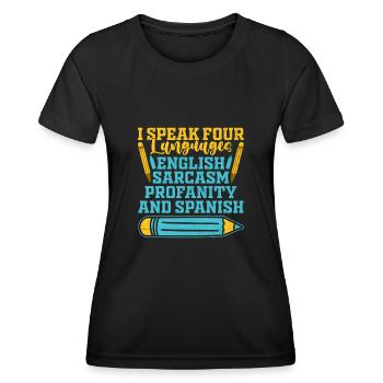 Professeur de langues étrangères École Professeurs de langues - T-shirt sport Femme - noir - Devant - AI Model Female 172 light (172cm)