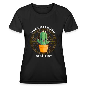 Lustiger Spruch mit stacheligen Kaktus - Frauen Funktions-T-Shirt - Schwarz - Vorne - AI Model Female 172 light (172cm)