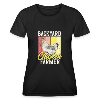 chicken breeder rooster hen backyard chickens - Women's Functional T-Shirt - black - Front - AI Model Female 172 light (172cm)