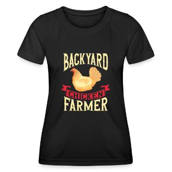 chicken breeder rooster hen backyard chickens - Women's Functional T-Shirt - black - Front - AI Model Female 172 light (172cm)
