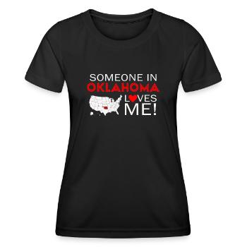 Quelqu’un dans l’Oklahoma m’aime - T-shirt sport Femme - noir - Devant - AI Model Female 172 light (172cm)