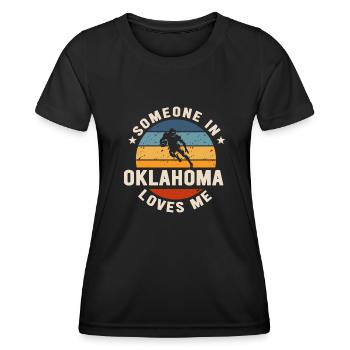 Quelqu’un dans l’Oklahoma m’aime - T-shirt sport Femme - noir - Devant - AI Model Female 172 light (172cm)