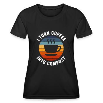 Ich verwandle Kaffee in Kompost Blue Planet - Frauen Funktions-T-Shirt - Schwarz - Vorne - AI Model Female 172 light (172cm)