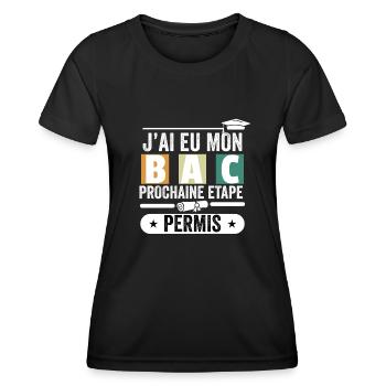 Cadeau Baccalauréat Bachelier Bachelière Bac 2024 - T-shirt sport Femme - noir - Devant - AI Model Female 172 light (172cm)
