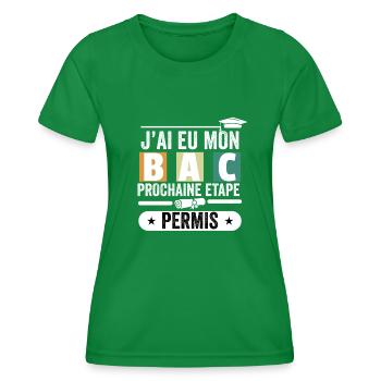 Cadeau Baccalauréat Bachelier Bachelière Bac 2024 - T-shirt sport Femme - vert - Devant - AI Model Female 172 dark (172cm)