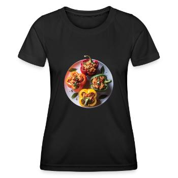 Paprika Geschenk - Frauen Funktions-T-Shirt - Schwarz - Vorne - AI Model Female 172 light (172cm)