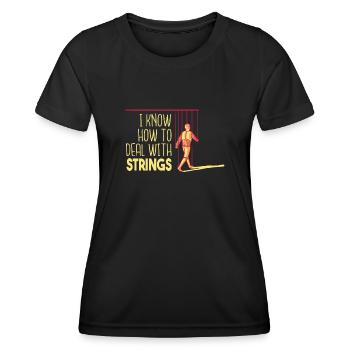 I know how to handle strings - Women's Functional T-Shirt - black - Front - AI Model Female 172 light (172cm)