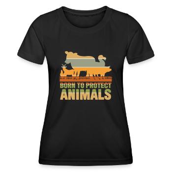 Animal Rights Vegan Retro Save Animals - Women's Functional T-Shirt - black - Front - AI Model Female 172 light (172cm)