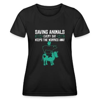 Animal Rights Vegan Retro Rescue animals - Women's Functional T-Shirt - black - Front - AI Model Female 172 light (172cm)