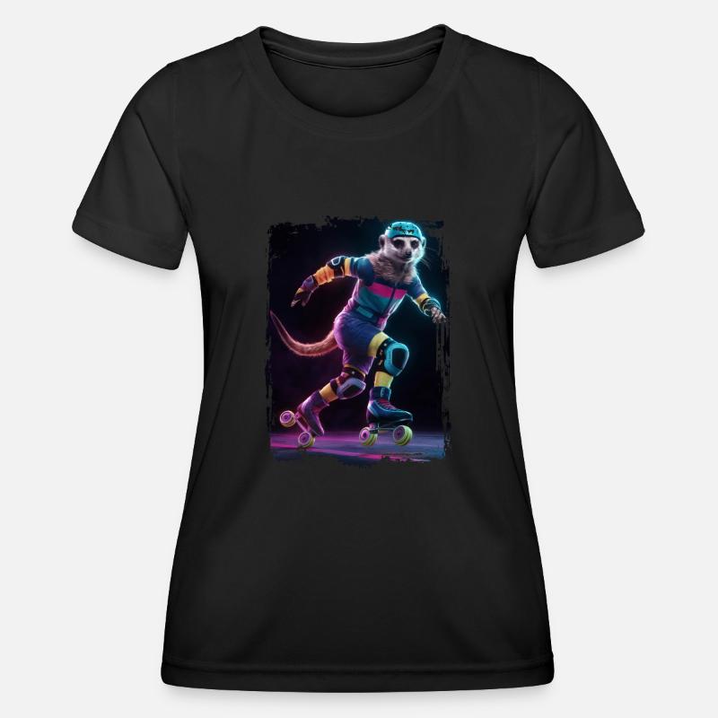 Erdmännchen Eiskunstlauf Geschenk - Frauen Funktions-T-Shirt - Schwarz