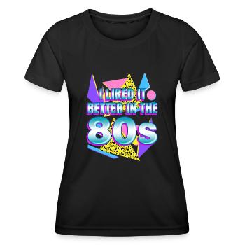 Retro 1980 80s - Frauen Funktions-T-Shirt - Schwarz - Vorne - AI Model Female 172 light (172cm)