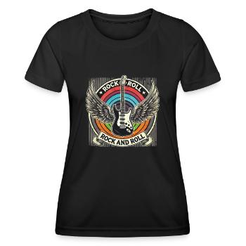 Rock and Roll Kleidung – Dynamische Mode für - Frauen Funktions-T-Shirt - Schwarz - Vorne - AI Model Female 172 light (172cm)