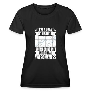 Un data scientist drôle transforme des informations ennuyeuses en informations totales - T-shirt sport Femme - noir - Devant - AI Model Female 172 light (172cm)