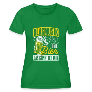 Beer Drinking Beer Fun Pub Music Drinking Tour Beer Tri - Women's Functional T-Shirt - kelly green - Front - AI Model Female 172 dark (172cm)