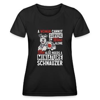 Schnauzer nain Chien Schnauzer - T-shirt sport Femme - noir - Devant - AI Model Female 172 light (172cm)
