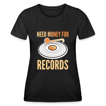 Player Disk Jockey Music Vinyl Record - Frauen Funktions-T-Shirt - Schwarz - Vorne - AI Model Female 172 light (172cm)