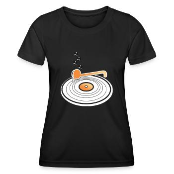 Vinyl Record Player Disk Jockey - Frauen Funktions-T-Shirt - Schwarz - Vorne - AI Model Female 172 light (172cm)