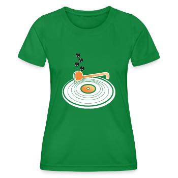 Vinyl Record Player Disk Jockey - Women's Functional T-Shirt - kelly green - Front - AI Model Female 172 dark (172cm)