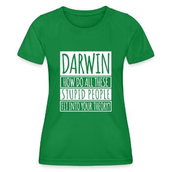 Misanthrope Darwin Award Joke Darwinism - Frauen Funktions-T-Shirt - Kelly Green - Vorne - AI Model Female 172 dark (172cm)