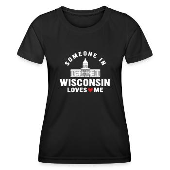 Jemand in Wisconsin liebt mich - Frauen Funktions-T-Shirt - Schwarz - Vorne - AI Model Female 172 light (172cm)