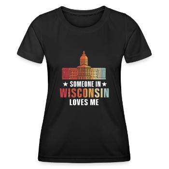 Jemand in Wisconsin liebt mich - Frauen Funktions-T-Shirt - Schwarz - Vorne - AI Model Female 172 light (172cm)