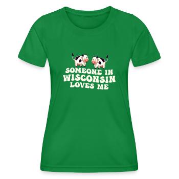 Jemand in Wisconsin liebt mich - Frauen Funktions-T-Shirt - Kelly Green - Vorne - AI Model Female 172 dark (172cm)