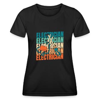 Électricien Électronicien Technicien en Electronique - T-shirt sport Femme - noir - Devant - AI Model Female 172 light (172cm)