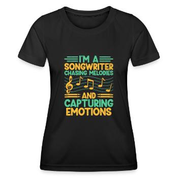 Musicien Auteur-compositeur Chanteur Musicien Musique Musique Pr - T-shirt sport Femme - noir - Devant - AI Model Female 172 light (172cm)