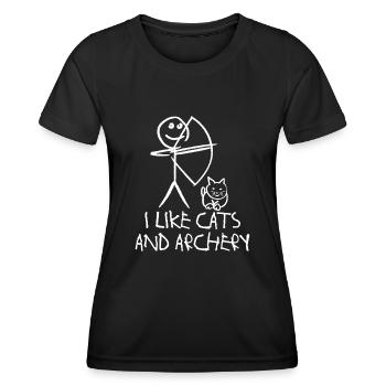 Archery Cat Long Bow Archer Arc à poulies - T-shirt sport Femme - noir - Devant - AI Model Female 172 light (172cm)