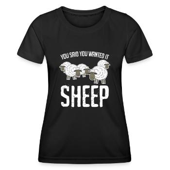 Blague drôle de mouton - T-shirt sport Femme - noir - Devant - AI Model Female 172 light (172cm)