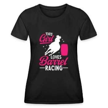 Rodeo Barrel Racing Pferd - Frauen Funktions-T-Shirt - Schwarz - Vorne - AI Model Female 172 light (172cm)