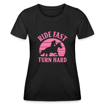 Cheval de course de barils de rodéo - T-shirt sport Femme - noir - Devant - AI Model Female 172 light (172cm)