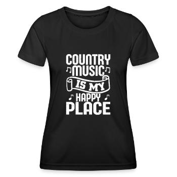 Country Music Is My Happy Place Western Cowboy - Women's Functional T-Shirt - black - Front - AI Model Female 172 light (172cm)