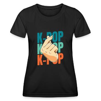 K Pop Kpop Korean Pop - Frauen Funktions-T-Shirt - Schwarz - Vorne - AI Model Female 172 light (172cm)