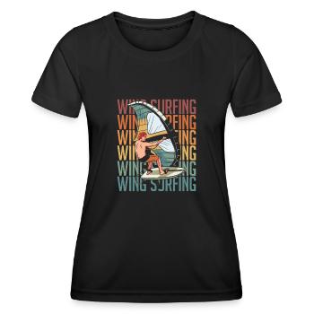 Wing Surf Wing Foil - Frauen Funktions-T-Shirt - Schwarz - Vorne - AI Model Female 172 light (172cm)