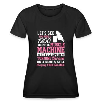 Cheval de course de barils de rodéo - T-shirt sport Femme - noir - Devant - AI Model Female 172 light (172cm)